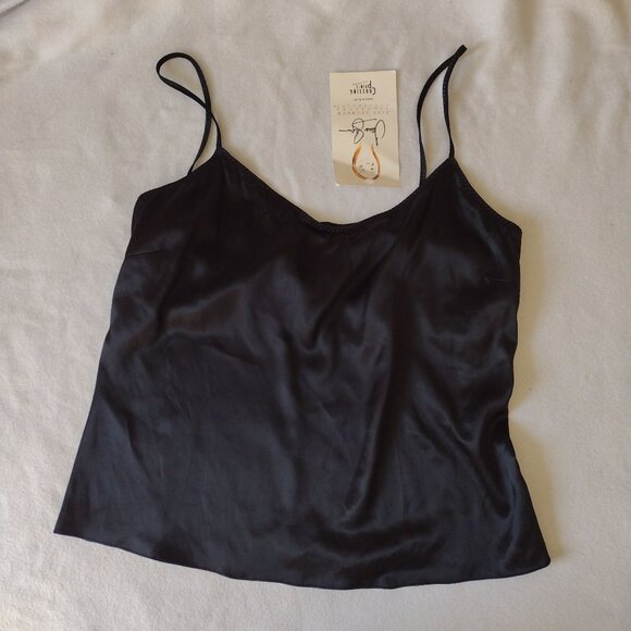 Jane Seymour Vtg Stretch Silk Cami L NEW Black Luxurious First Layer Deadstock - Picture 1 of 6